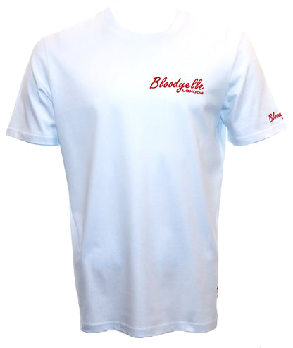 White with Bright Red Flock "Bloodyelle Signature" T-Shirt