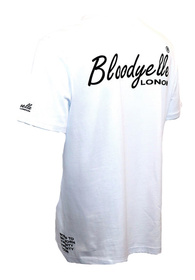 Wite with Black Flock Bloodyelle Signature T-Shirt