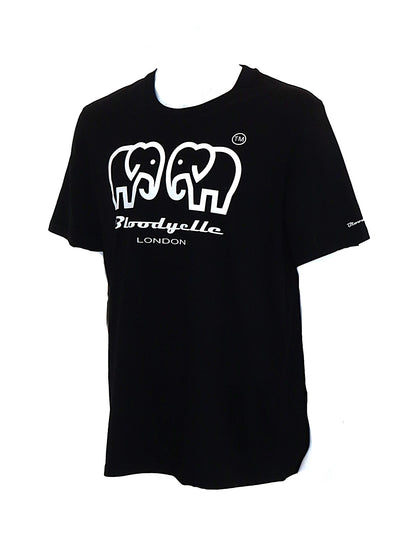 Bloodyelle Elephant Logo Black & White Flock T-Shirt