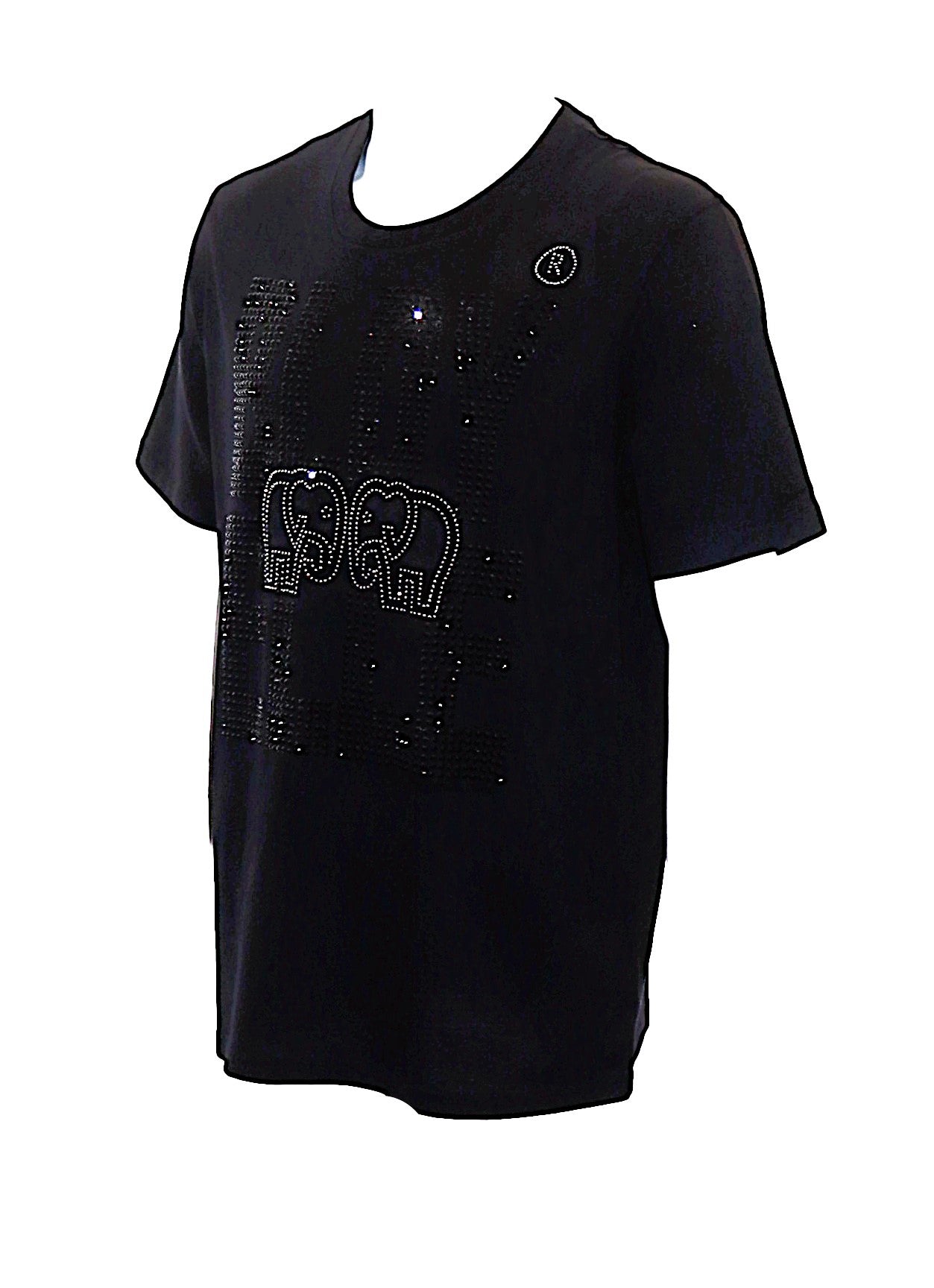 Limited Edition Black Large Logo Crystal  T-Shirt