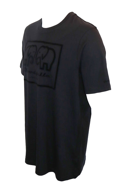 Elephant Box Outline Black with Black Flock Logo T-Shirt