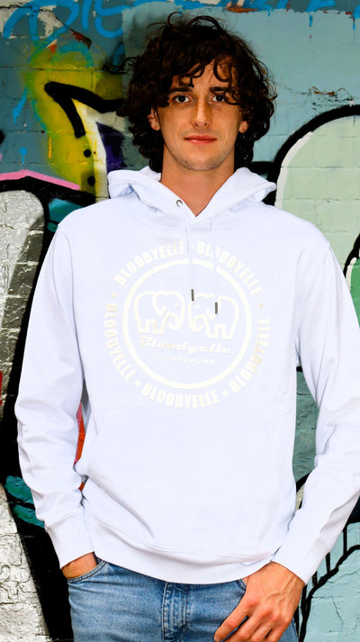 White Infinity Hoodie with White raised Logo