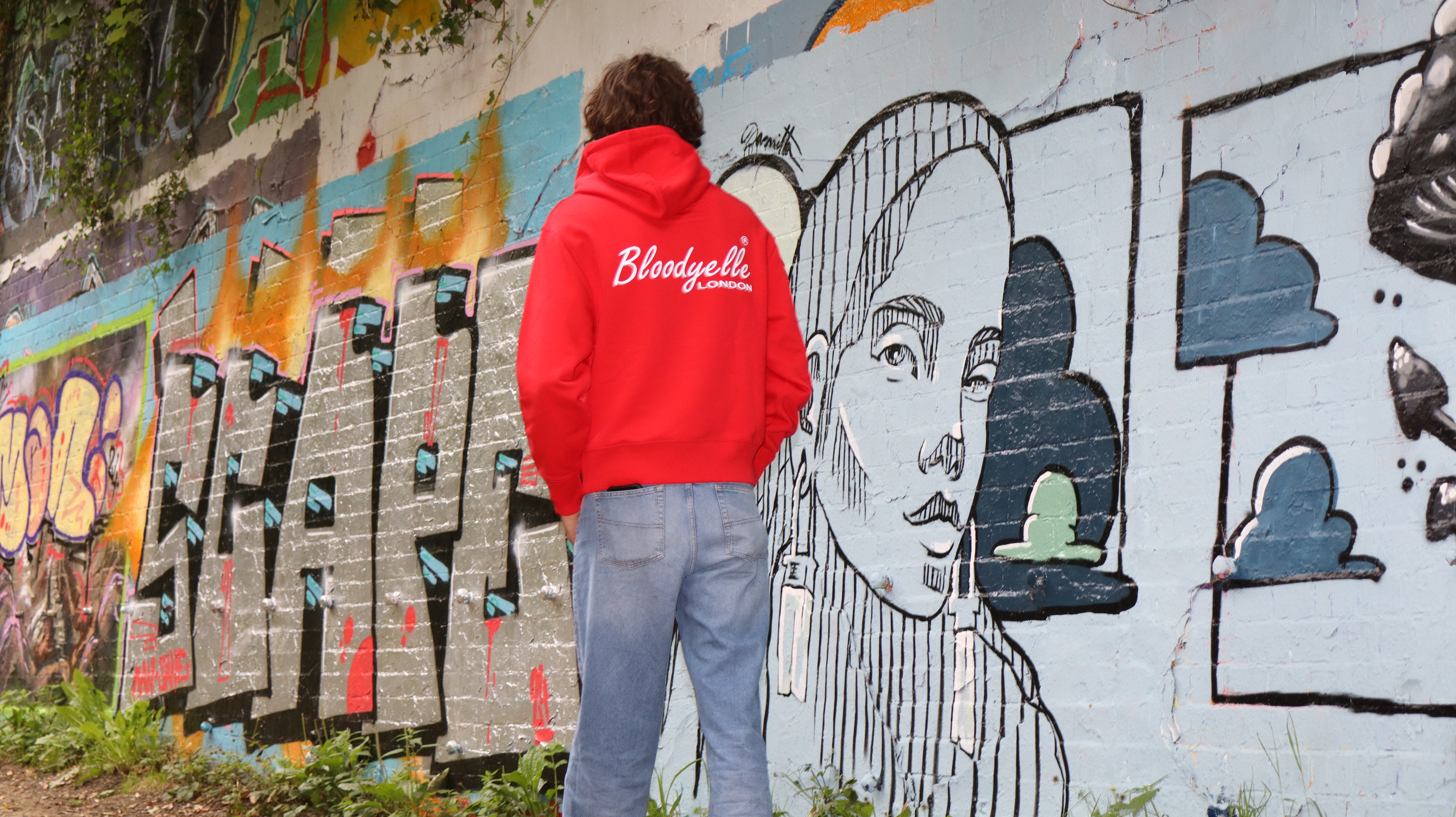 Red with White Flock Bloodyelle Signature Hoodie