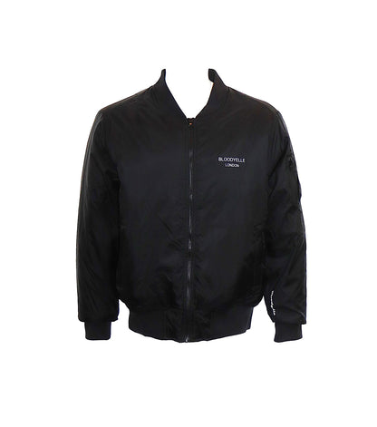 Black Signature Bomber Jacket with Grey Reflective Logo