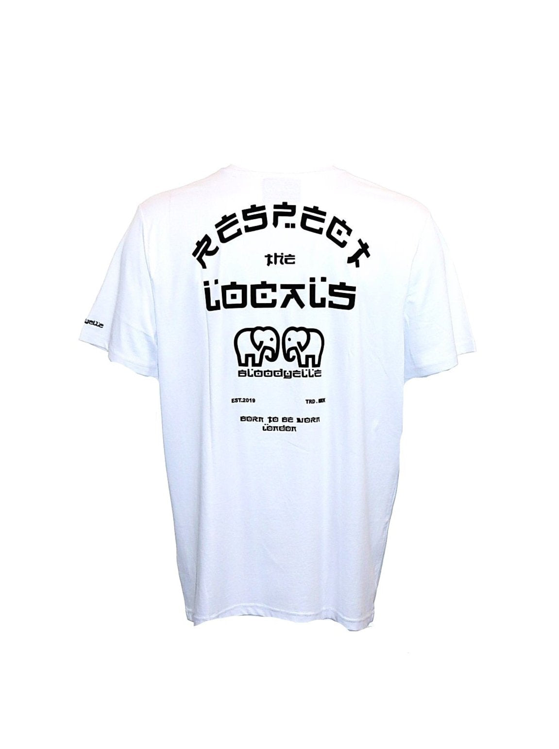 White with Black Flock Respect the Locals T-Shirt