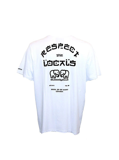 White with Black Flock Respect the Locals T-Shirt