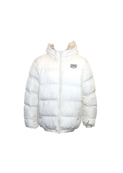 White Heavy Hooded Oversized Puffer Jacket