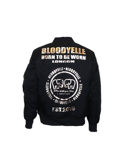 Bomber Jacket  Black with Metallic Gold Emblem