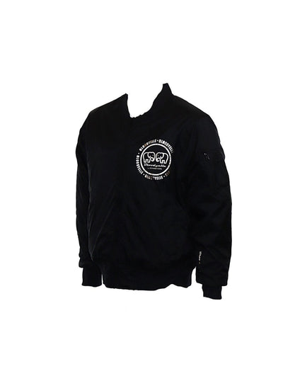 Bomber Jacket  Black with Metallic Gold Emblem