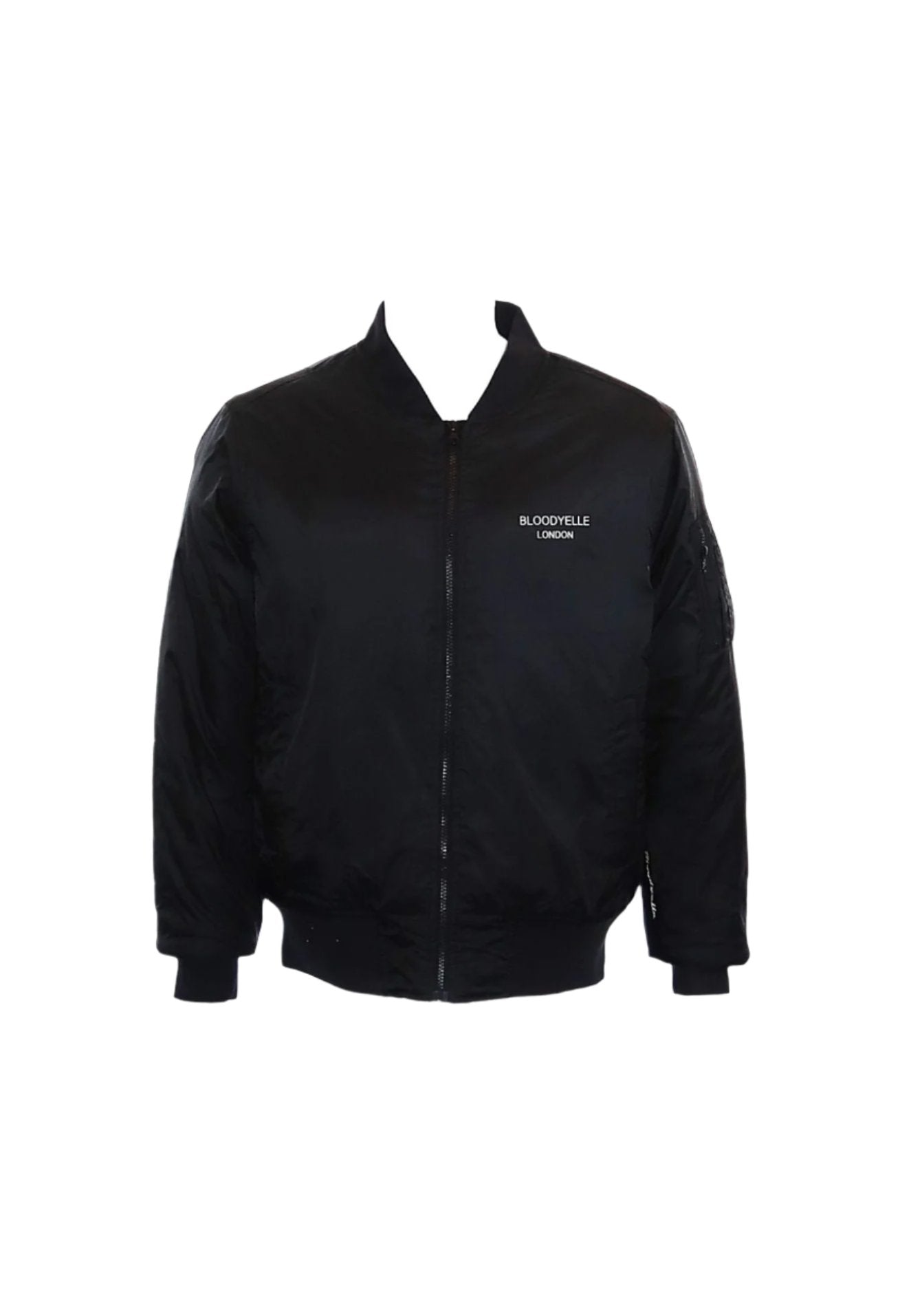 Black Signature Bomber Jacket with White Reflective Logo