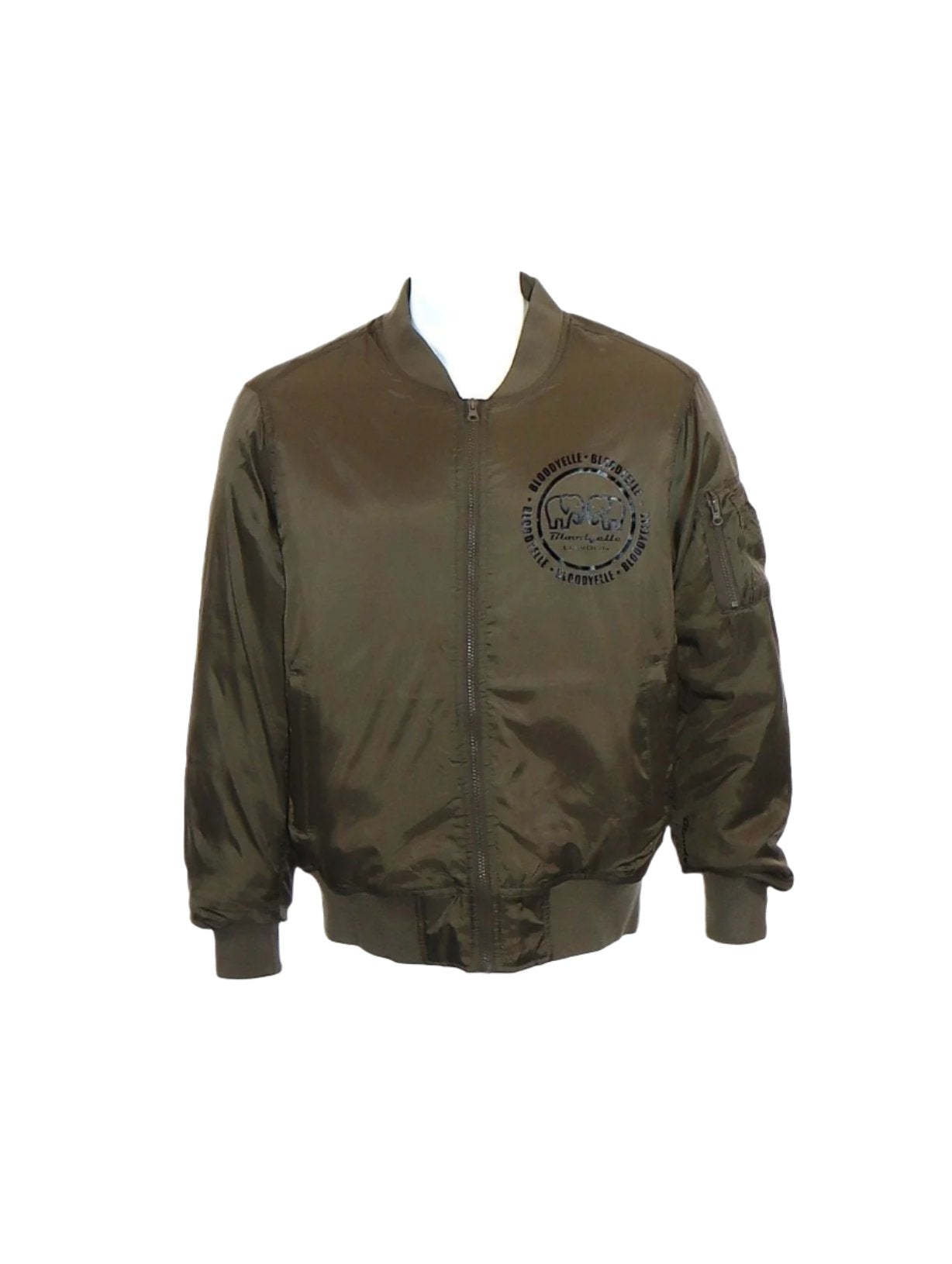 Khaki Infinity Bomber Jacket with Black Metallic  Emblem