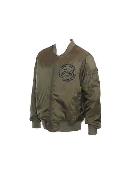 Khaki Infinity Bomber Jacket with Black Metallic  Emblem