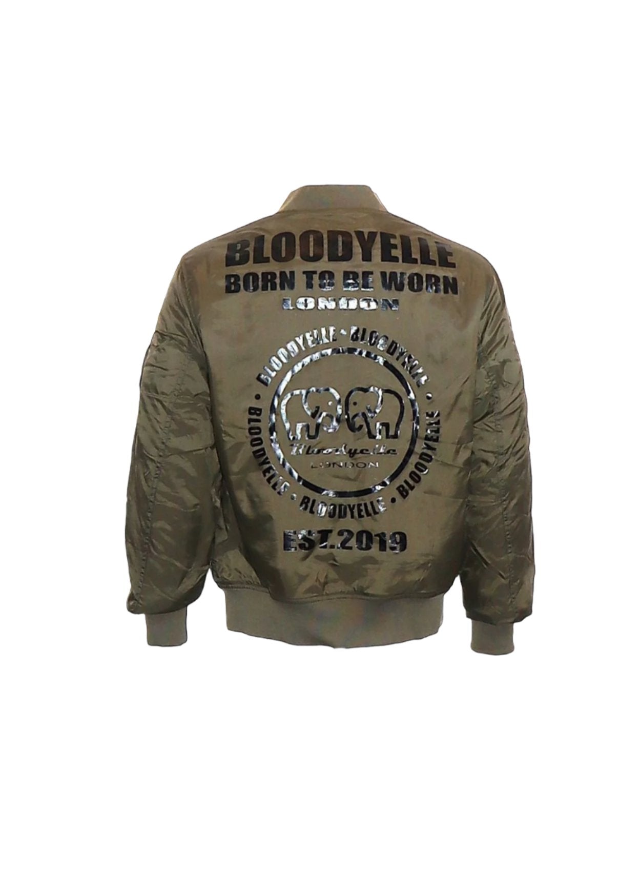 Khaki Infinity Bomber Jacket with Black Metallic  Emblem