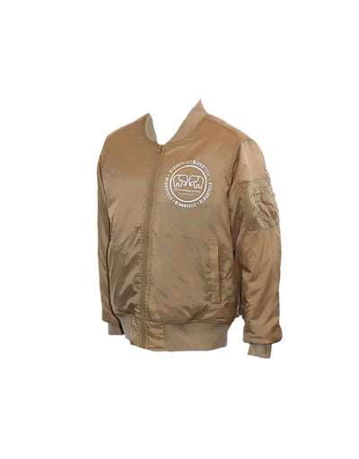 Infinity Bomber Jacket Beige with Pale Gold Metallic Emblem