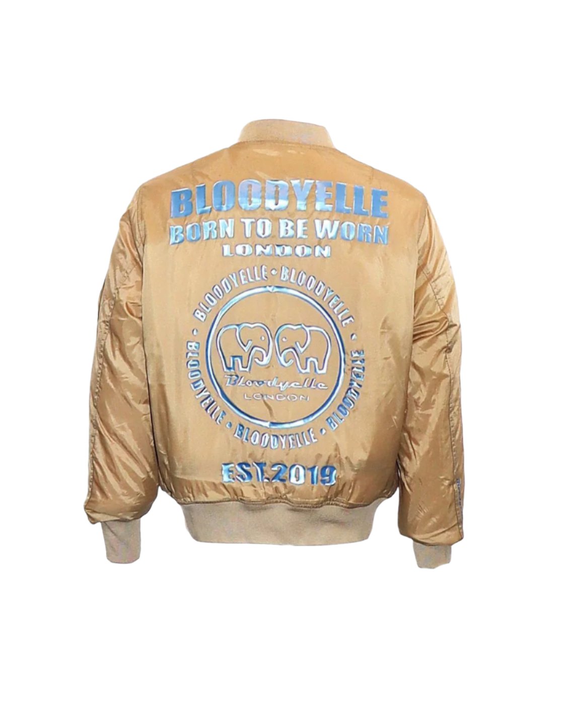 Beige Infinity Jacket with our Metallic Blue Emblem