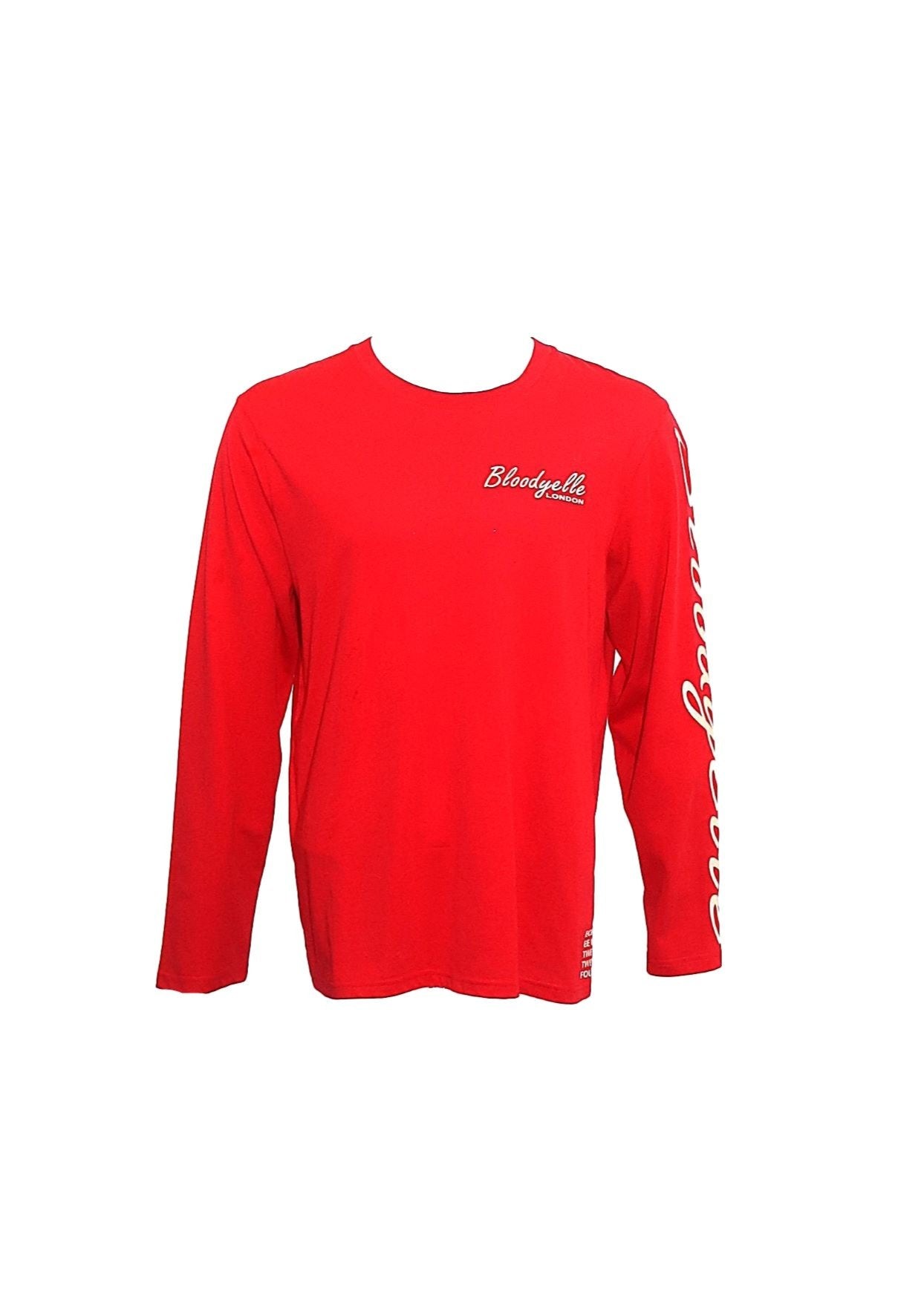 Red with Pale Gold Metallic Signature Long Sleeve T-Shirt