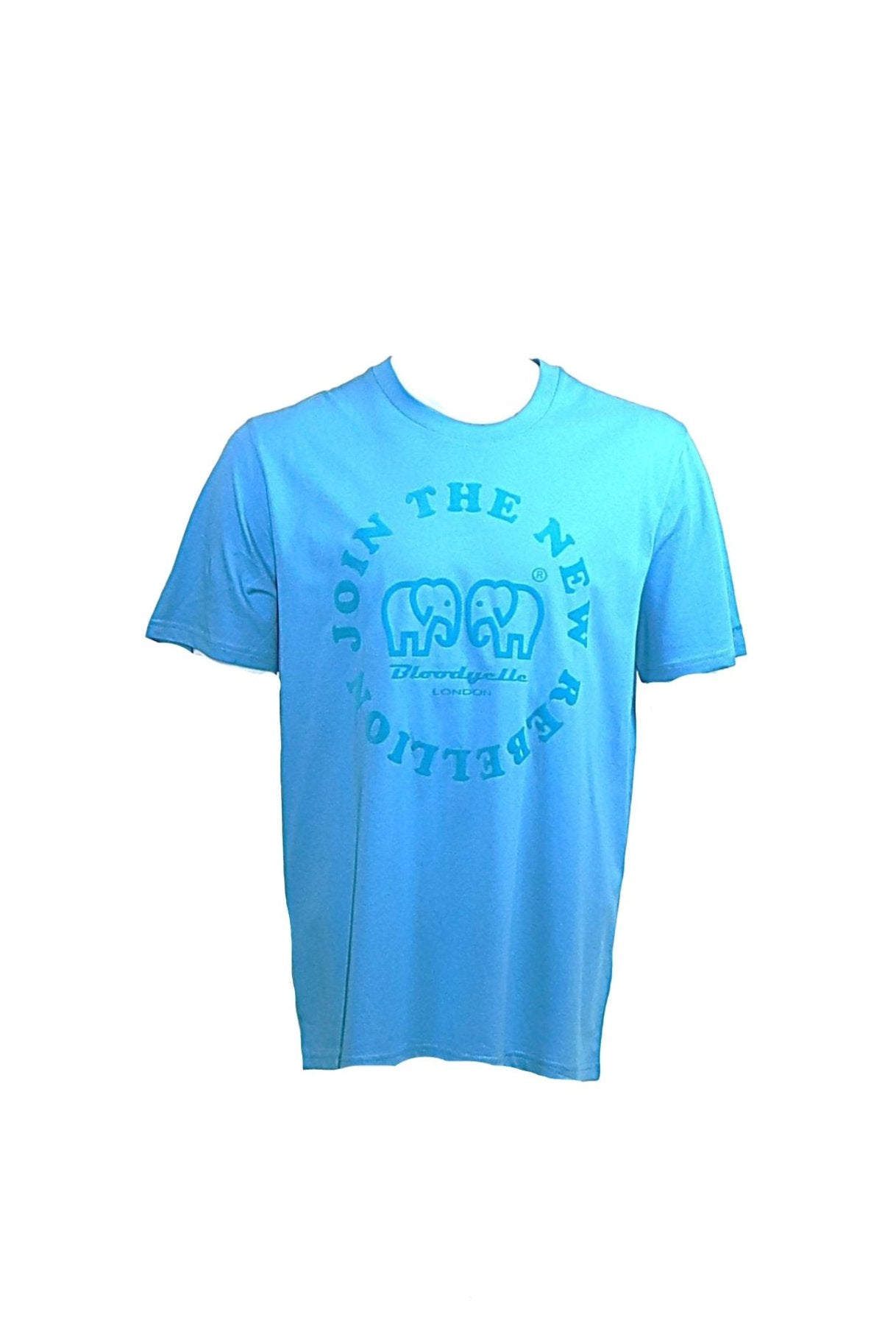 Join The New Rebellion Aqua Blue and Neon Blue Flock T-Shirt