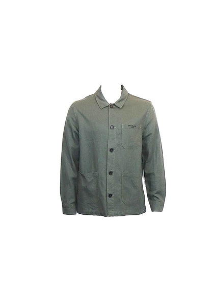 Khaki Cotton and Linen Basic Over Shirt Jacket