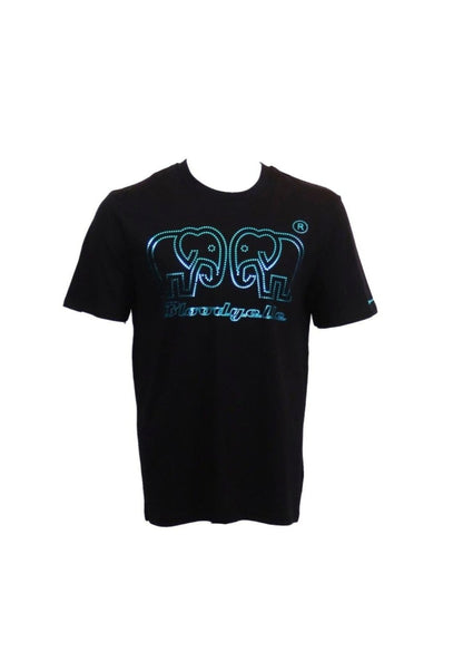 Black with Metallic Blue logo Elephant Dot T-Shirt