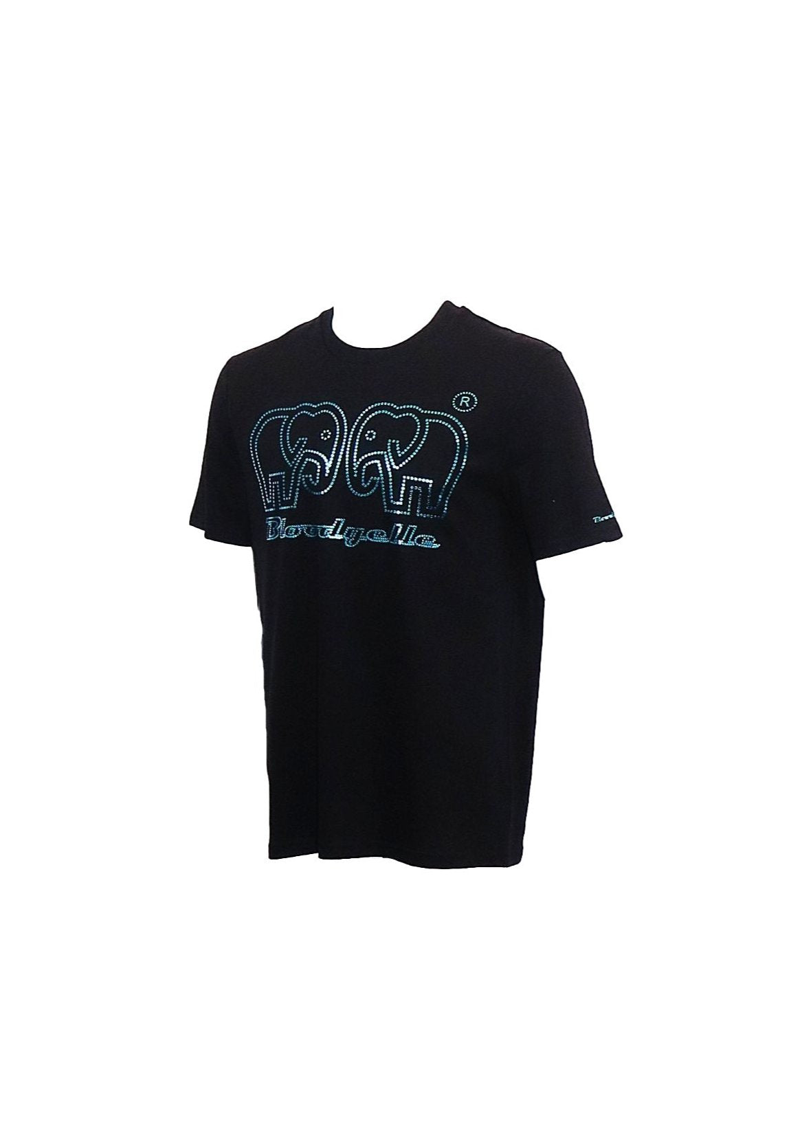 Black with Metallic Blue logo Elephant Dot T-Shirt