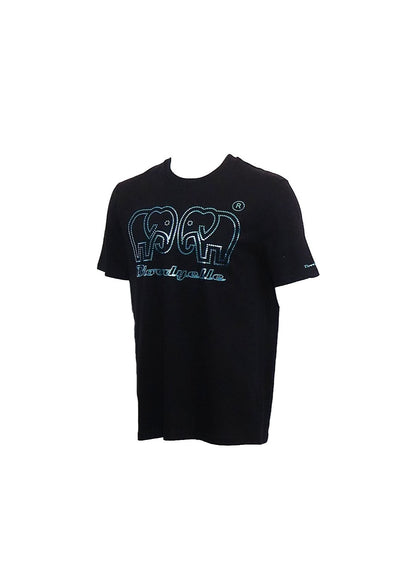 Black with Metallic Blue logo Elephant Dot T-Shirt