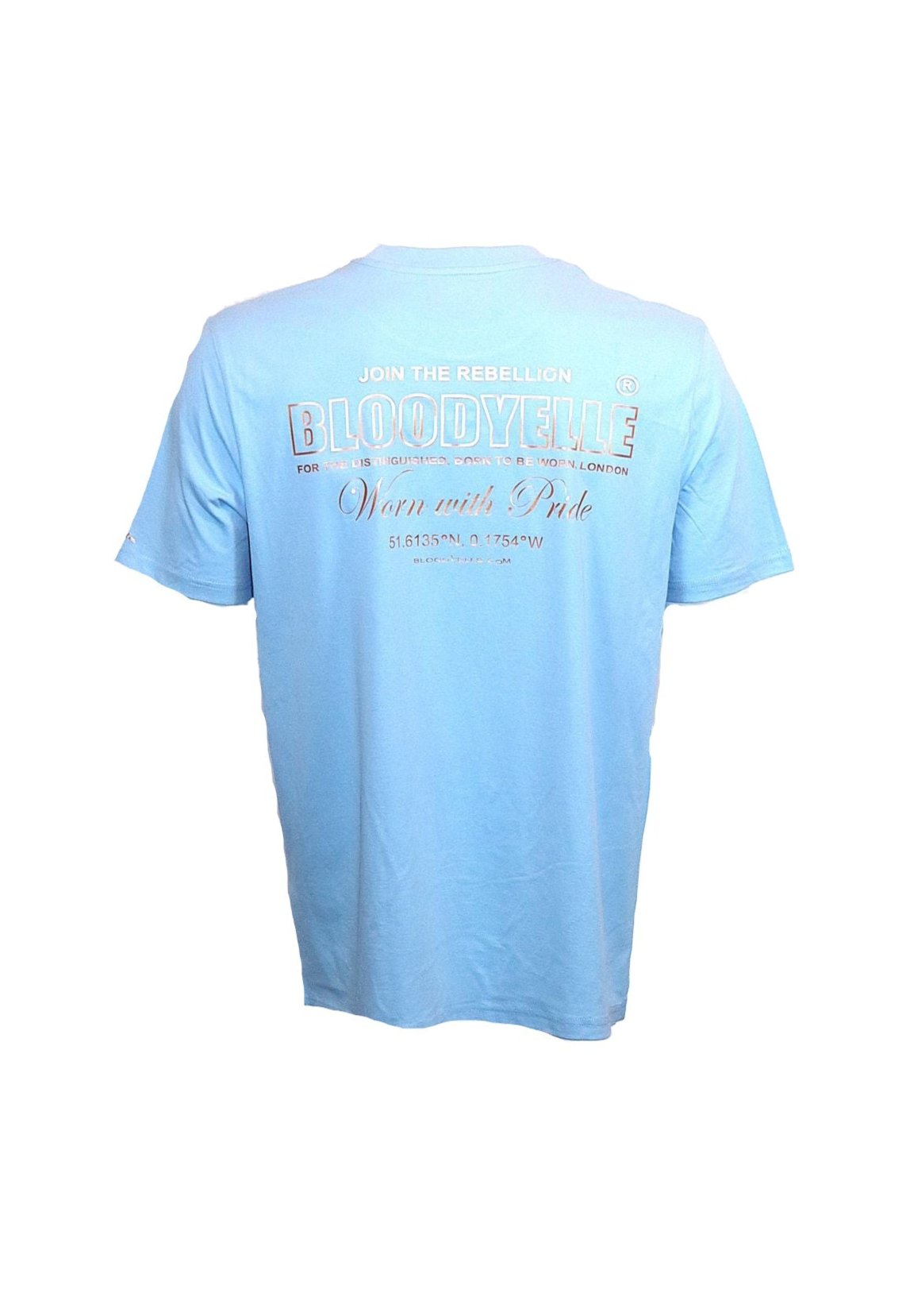 Join the Rebellion and Wear with Pride Light Blue with Metallic Copper Logo T-Shirt