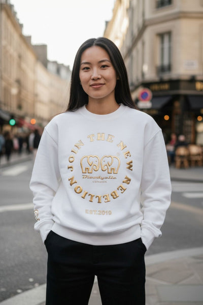 White and Gold Puff Sweatshirt