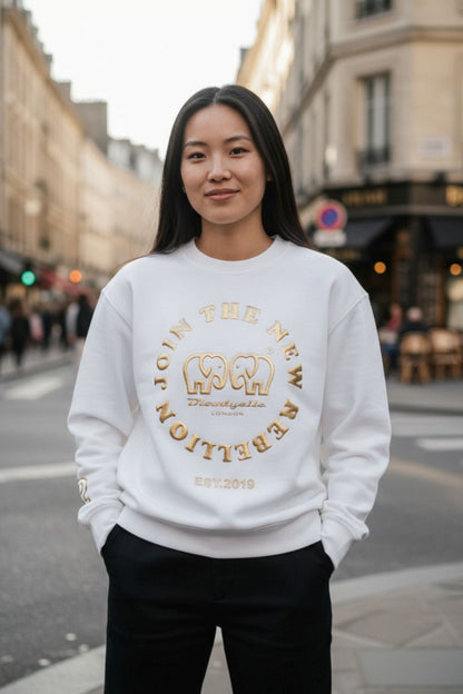 White and Gold Puff Sweatshirt