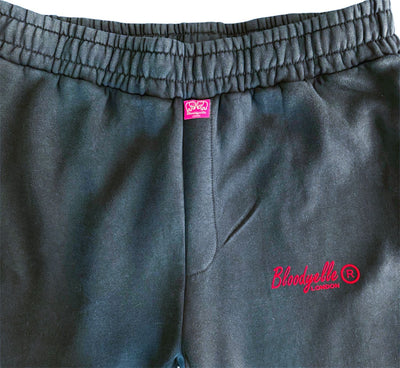 Washed Black and Red Flock Joggers