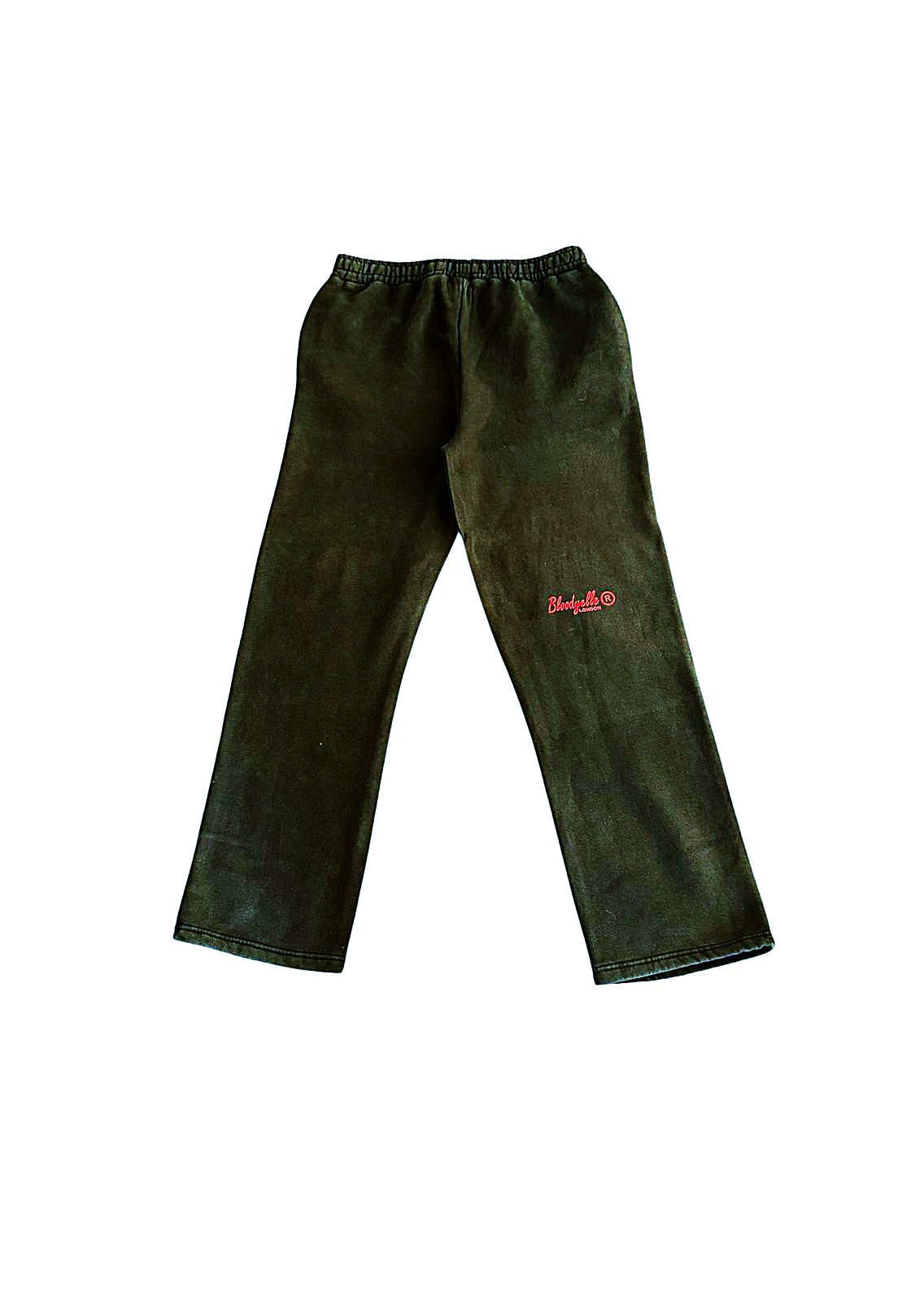 Washed Black and Red Flock Joggers