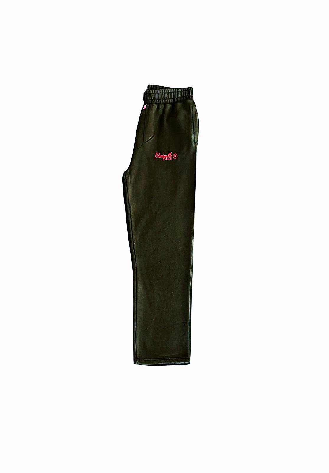 Washed Black and Red Flock Joggers