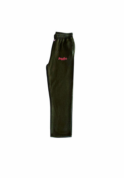 Washed Black and Red Flock Joggers