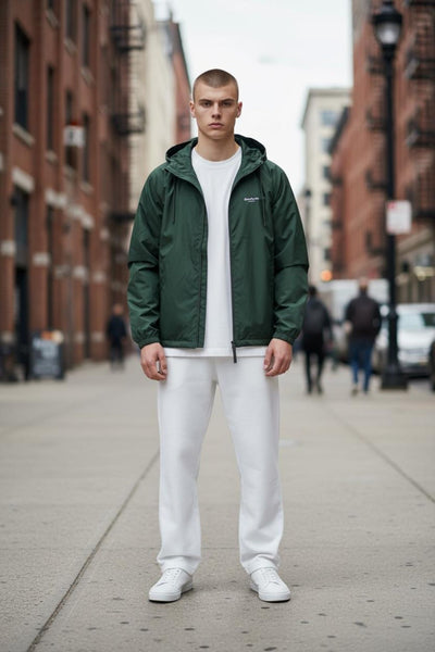Green Lightweight Streetwear Windbreaker – Bold Urban Jacket