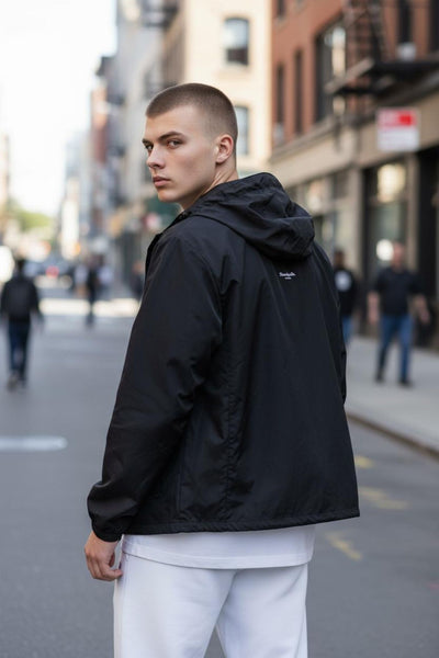 Black Lightweight Streetwear Windbreaker – Bold Urban Jacket