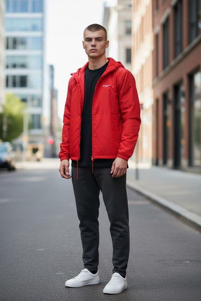 Red Lightweight Streetwear Windbreaker – Bold Urban Jacket