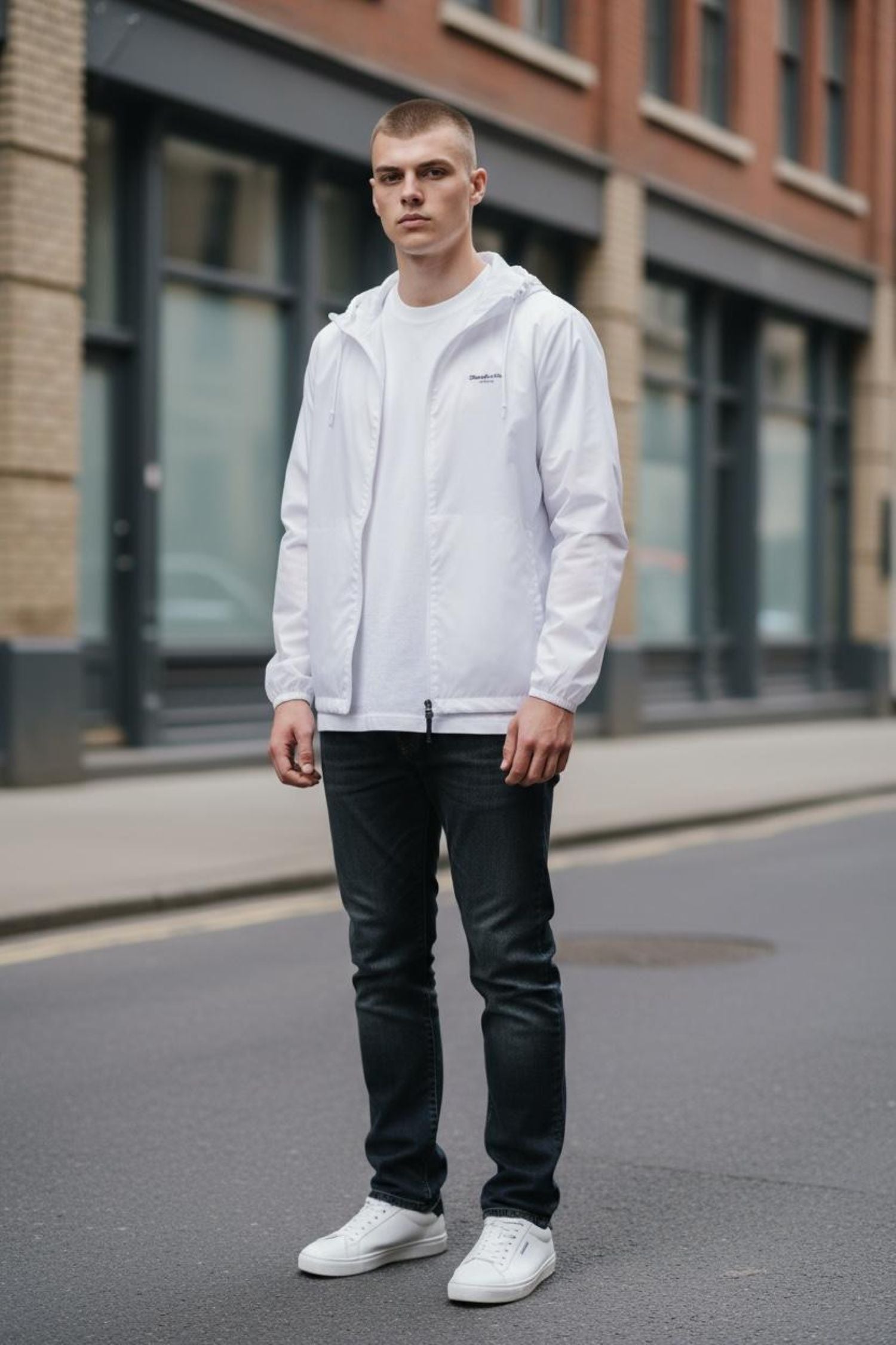 White Windbreaker