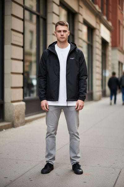 Black Lightweight Streetwear Windbreaker – Bold Urban Jacket