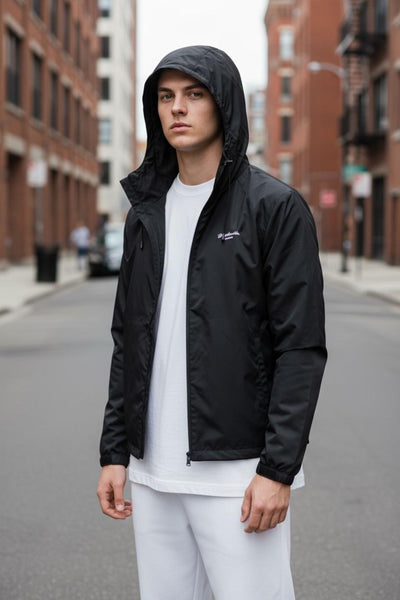 Black Lightweight Streetwear Windbreaker – Bold Urban Jacket