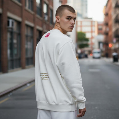 White and Gold Puff Sweatshirt