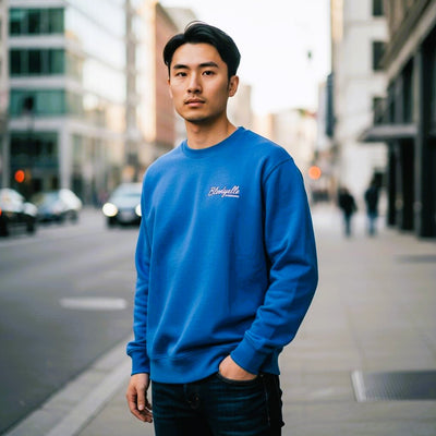 Bloodyelle Mindful Blue Signature Sweatshirt with White Flock