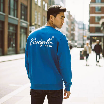 Bloodyelle Mindful Blue Signature Sweatshirt with White Flock
