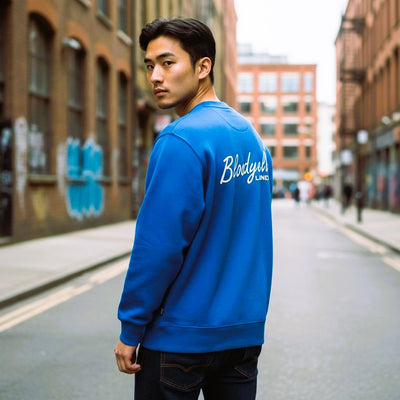 Bloodyelle Mindful Blue Signature Sweatshirt with White Flock