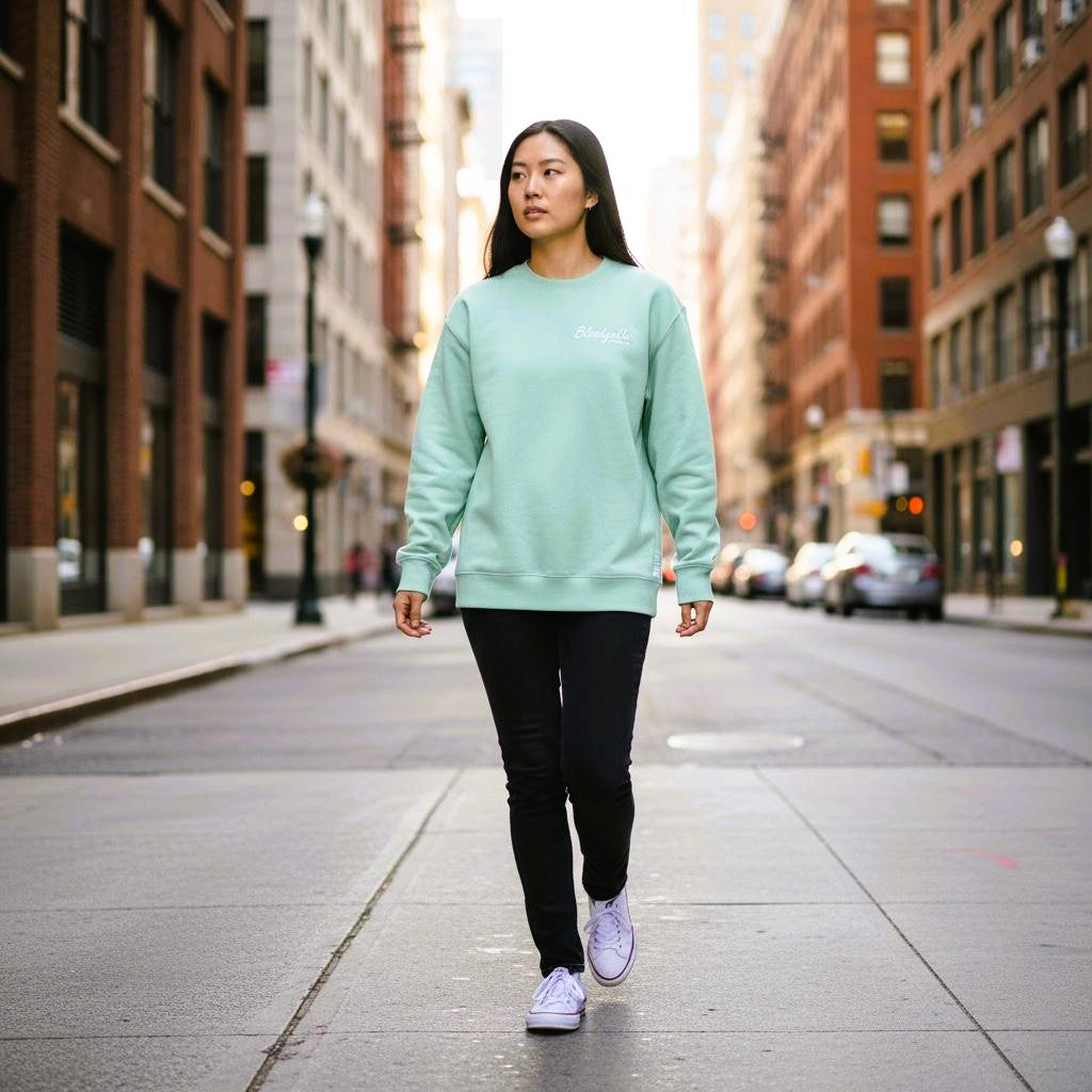 Bloodyelle Misty Jade Signature Sweatshirt with White Flock