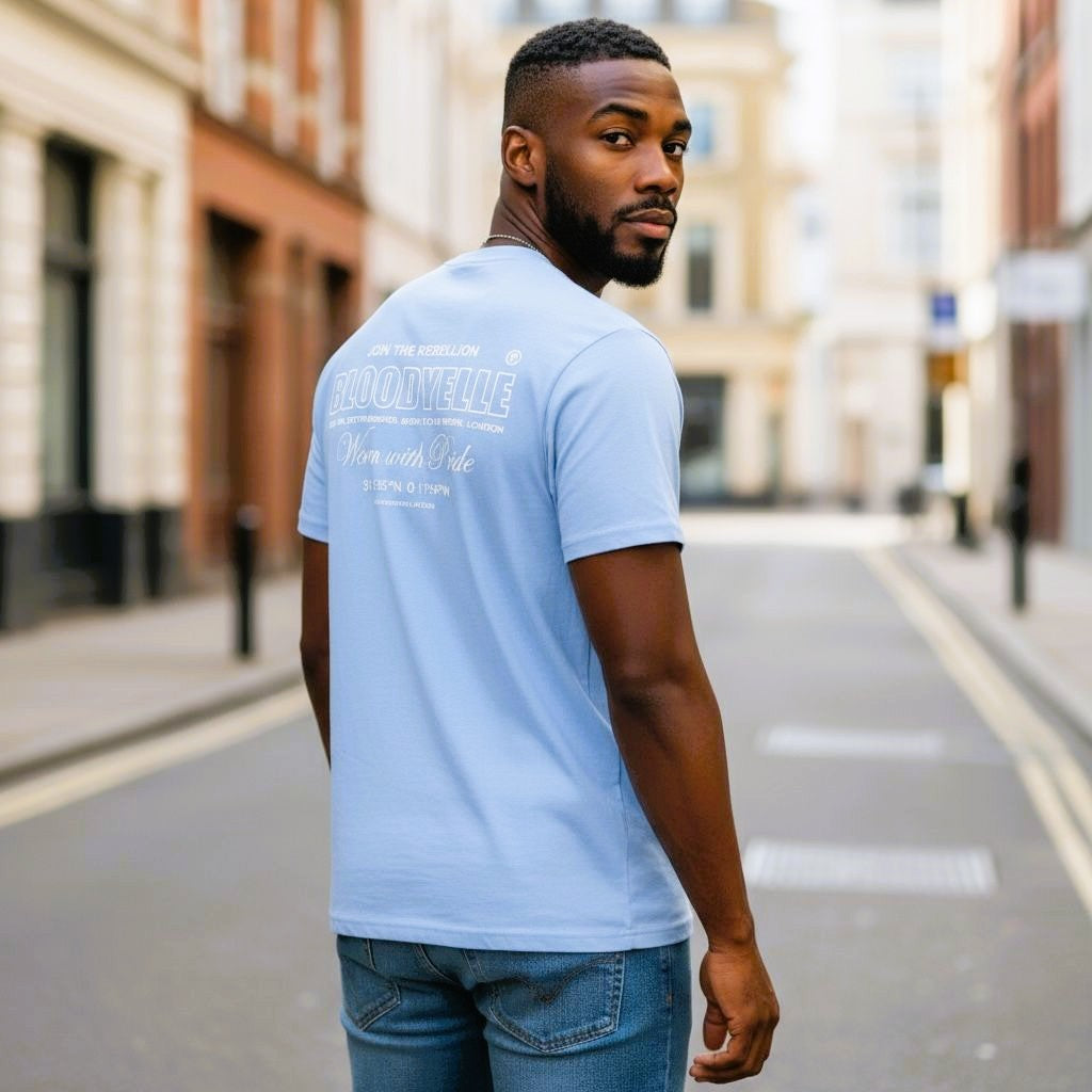 Wear with Pride Light Blue with Beige Logo T-Shirt