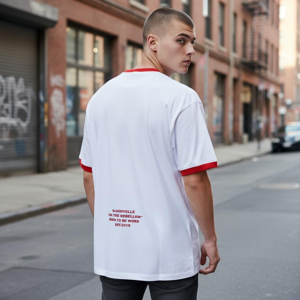Rebellious White and Red Flock Cherry T-Shirt