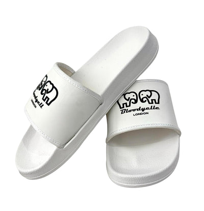 White slides with black logo on a white background