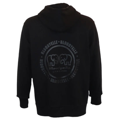 Zip through Hoodie Black with Black Raised Emblem