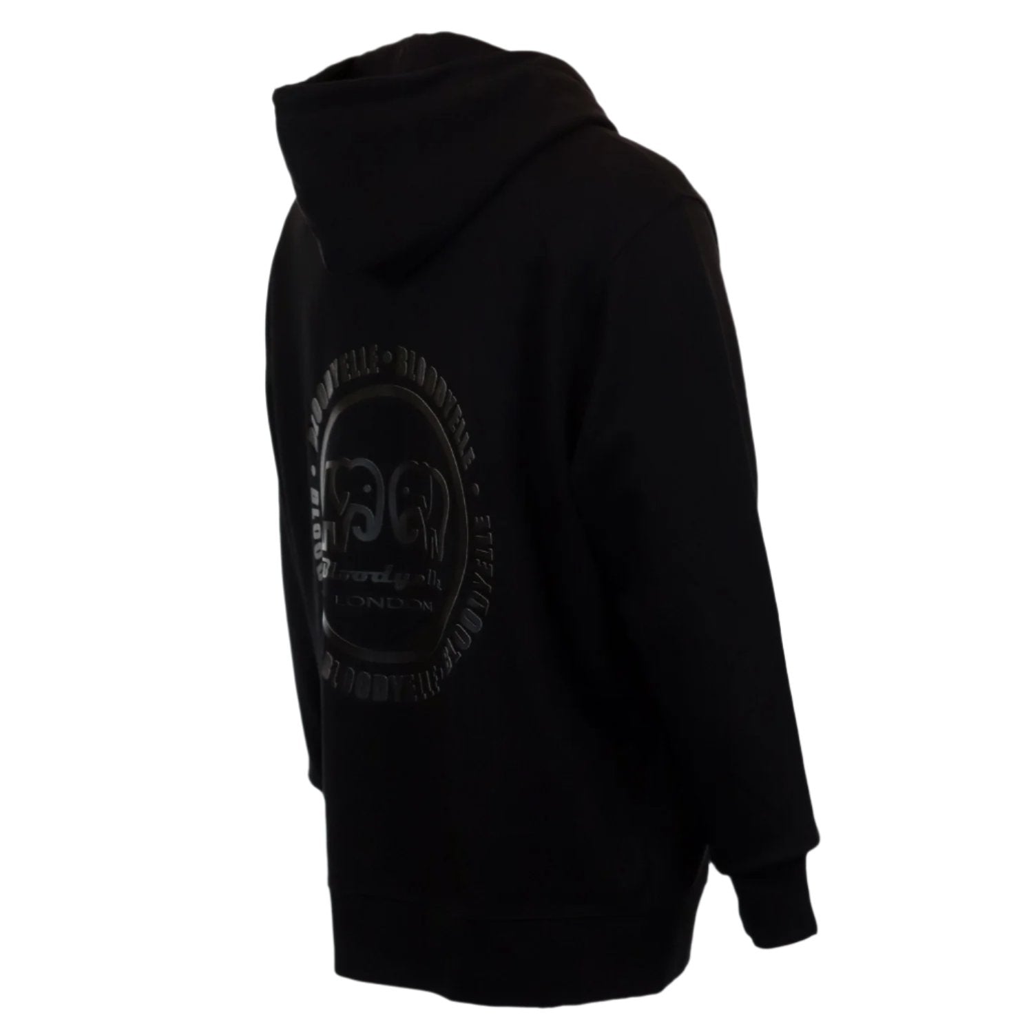 Zip through Hoodie Black with Black Raised Emblem