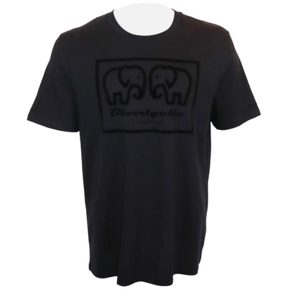 Elephant Box Outline Black with Black Flock Logo T-Shirt