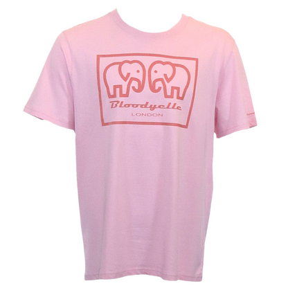 Elephant Box Outline Pink with Pink Flock Logo T-Shirt